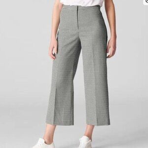 Women’s WHISTLES Black and Ivory Check Side Stripe Crop, 4